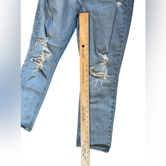 Paige Sarah Slim Jeans Distressed Light Wash Straight Leg High Rise Women’s 31 - Picture 6 of 10